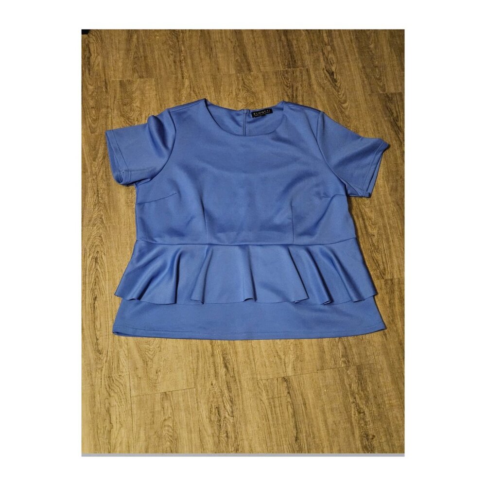 Eloquii Short Sleeves Blue Top Size 24
